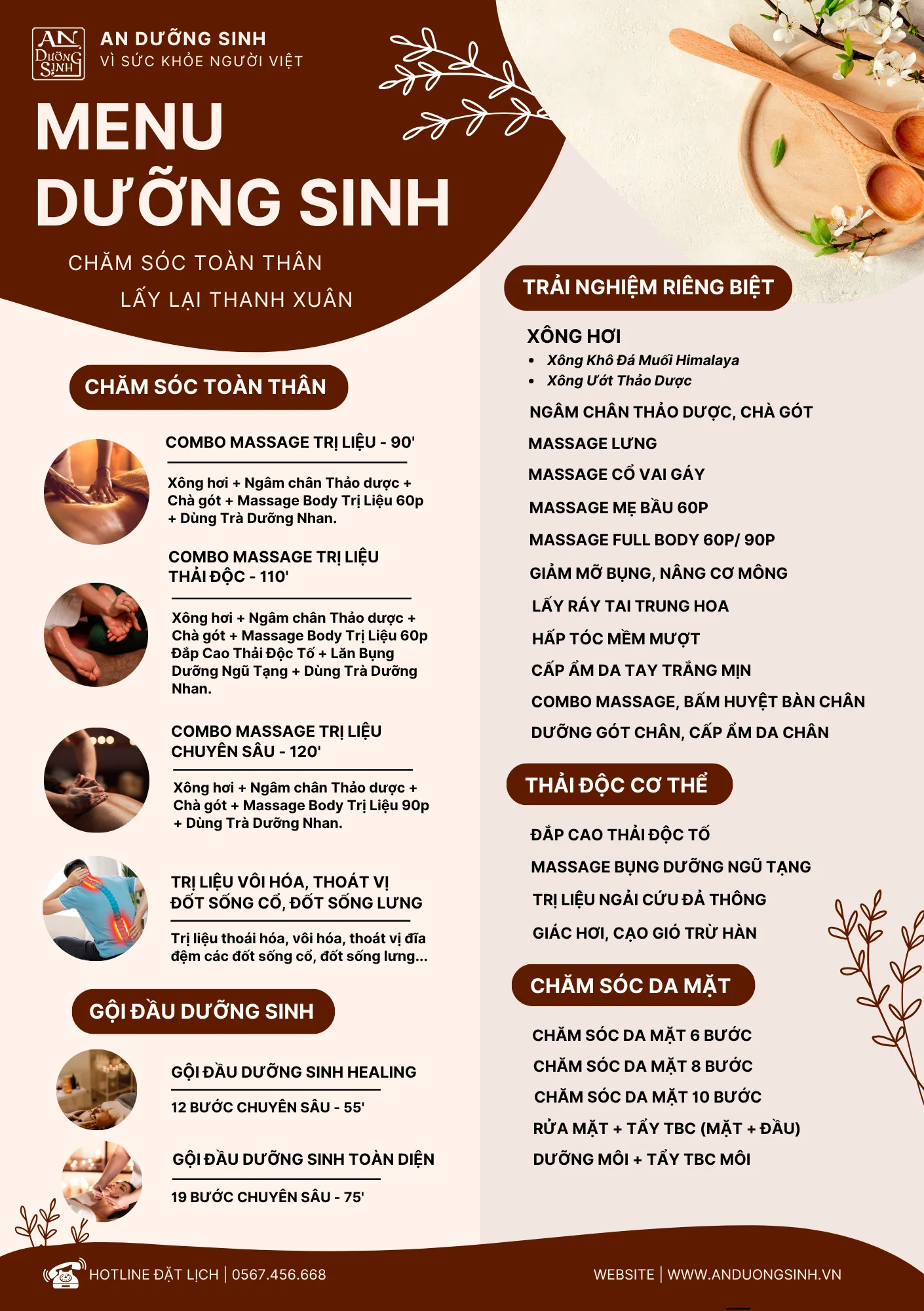 Menu dịch vụ An Dưỡng Sinh